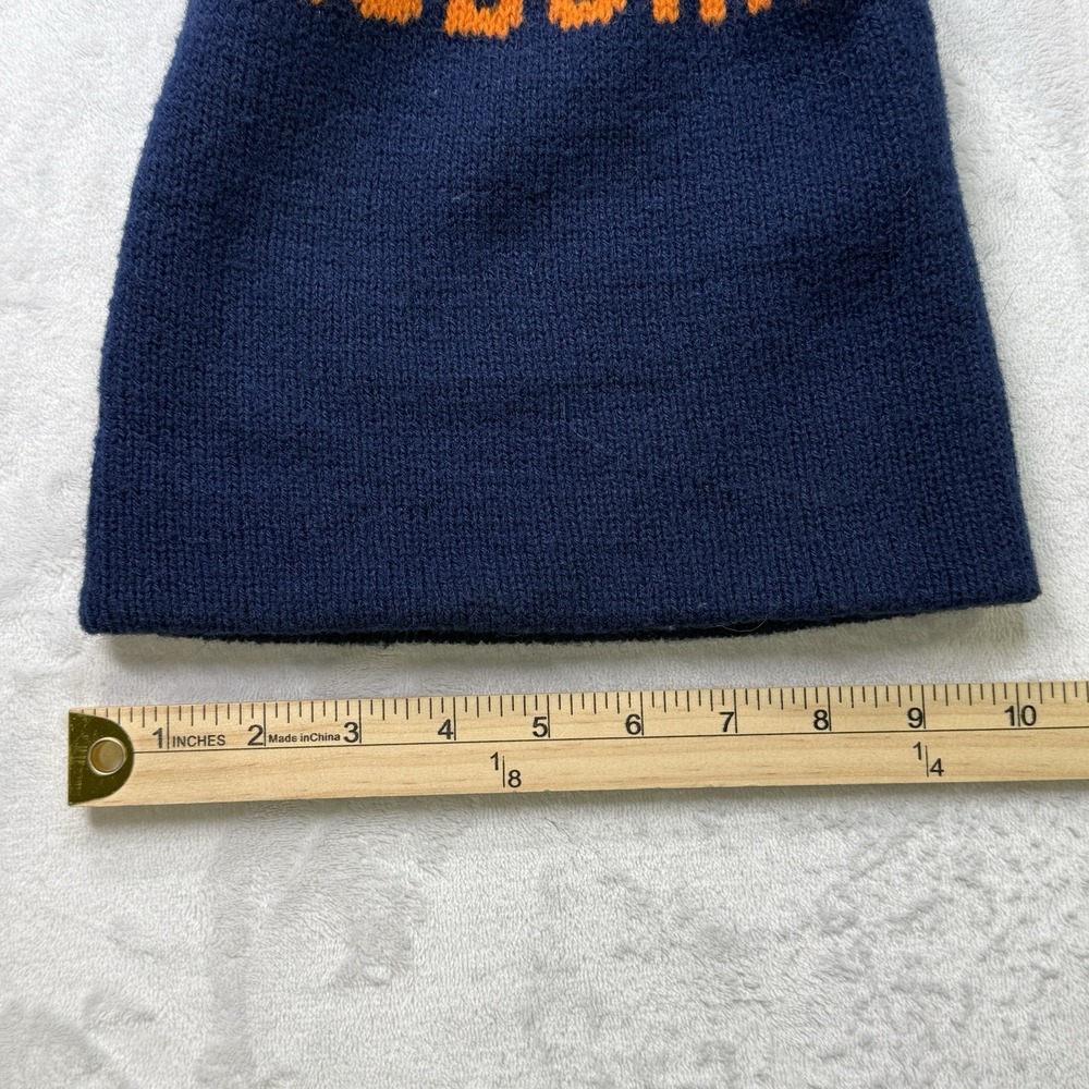 Vintage 80s Auburn Tigers Reversible Knit Beanie Hat Blue Orange College - Picture 6 of 6